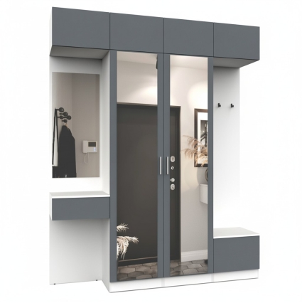 Набор мебели для прихожей "Марсель-212" МР 01-212 В2490 Ш2000 Г420 (ЛДСП Графит серый)